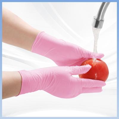 China Pink Flexible Disposable Nitrile Gloves Industrial Household Powder Free Nitrile Gloves for sale