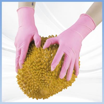 China Pink Industrial Household Nitrile Gloves Antibacterial Nitrile Examination Gloves for sale