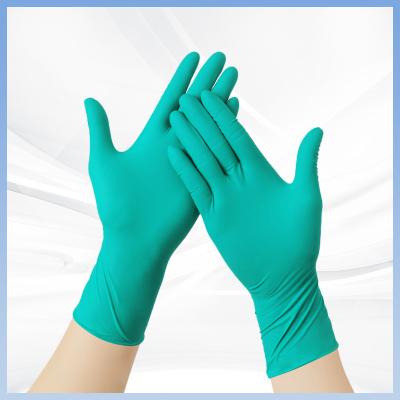 China Pulverice los guantes disponibles verdes libres del nitrilo no irritación y alergia libres en venta