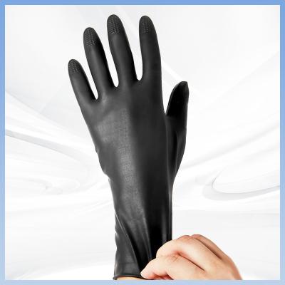 China Kindererwachsen-schwarzer Latex-Wegwerfhandschuhe mit strukturierten Fingerspitzen zu verkaufen