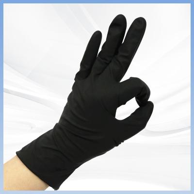 China Disposable Black Latex Food Processing Gloves 10g 20pcs / Box for sale