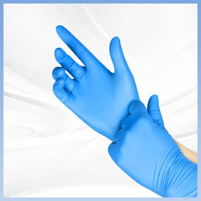China Disposable 9 Inch Blue Synthetic Nitrile Gloves Resistant to Chemicals Suitable for Various Occasions such as Foo for sale