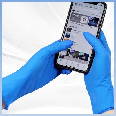 China Disposable 9 Inch Lab Safety Gloves Blue Synthetic Nitrile Gloves for sale