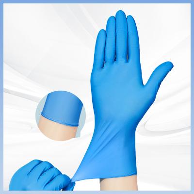 中国 使い捨て可能な9インチの青く総合的なニトリルの手袋の帯電防止健康診断の手袋 販売のため