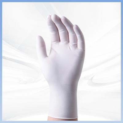 China Textured Disposable White Powder Free Nitrile Gloves Skin Friendly for sale