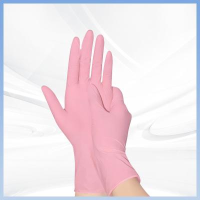 中国 再生利用できる使い捨て可能なピンクのニトリルの実験室の安全手袋100pcs/箱 販売のため