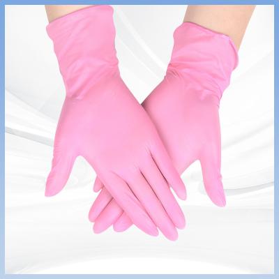 China Waterproof Protective Pink Disposable PVC Gloves Chemical Resistant for sale
