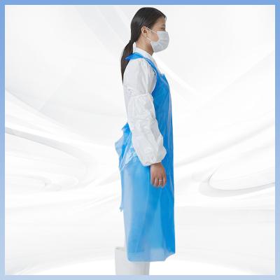 China Aventais plásticos descartáveis azuis do avental 71cm*116cm do CPE descartáveis à venda