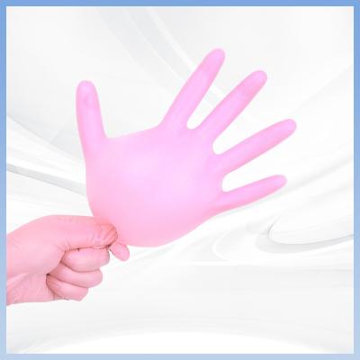 China Luvas de PVC descartáveis para aplicações de beleza e salão Luvas de PVC rosa descartáveis à venda