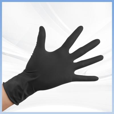 China Black Finger Antislip Natural Latex Hand Gloves Tattoo Embroidery Food Processing Safty Nitrile Gloves for sale