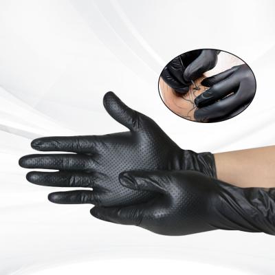 Китай Черно-оранжевый бриллиантовый текстурированный нитриловый перчатки тяжелые порошковые свободные толстые ежедневные защитные работы одноразовые нитриловые перчатки продается