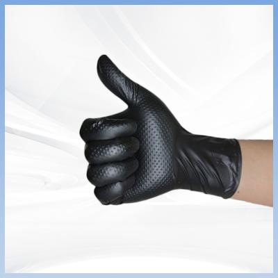 China Black Diamond Pattern Disposable Nitrile Gloves Powder-Free Thickened Black Daily Protective Work Disposable Nitrile Glo for sale