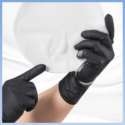 China Black Disposable Nitrile Gloves Diamond Pattern Heavy Duty Durable Latex Free Powder Free Nitrile for sale