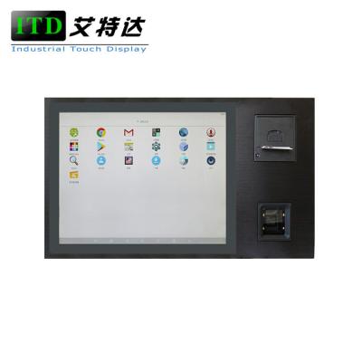 China Grey Embedded Touch Panel PC 15'' With Thermal Printer QR Reader Integrated Android 6.0 for sale