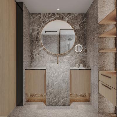 China Vanidade de banheiro personalizada minimalista com espelho e armário de armazenamento à venda