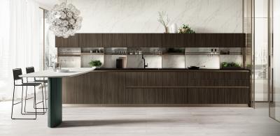 China Classic Sleek Design Wood Veneer Kitchen Cabinet Tailored Customized Color for sale