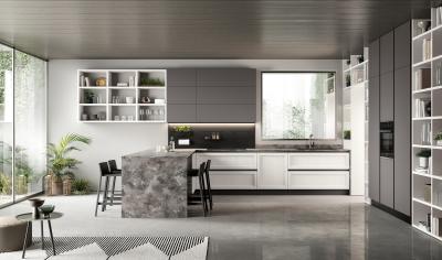 China Handless Melamine Kitchen Cabinet Fitted Grey Kitchen Storage Cabinet Customized for sale