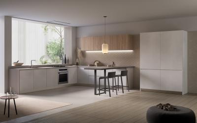 China Customized L Shaped Minimalist Kitchen Cabinets Design Wood Veneer Kitchen Set for sale