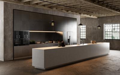China Modern Industrial Style Kitchen Cabinets Tailored Melamine Grey Kitchen System for sale