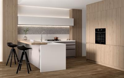 China White Rustic Wood Kitchen Cabinets Customized Wood Grain Kitchen System for sale
