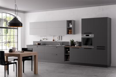 China Customized Grey And Black Kitchen Cabinets Tailored EB Kitchen Set for sale