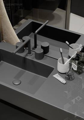 Cina Luxury Matte Black Customized Bathroom Cabinet con lavandino nero sotto monte in vendita