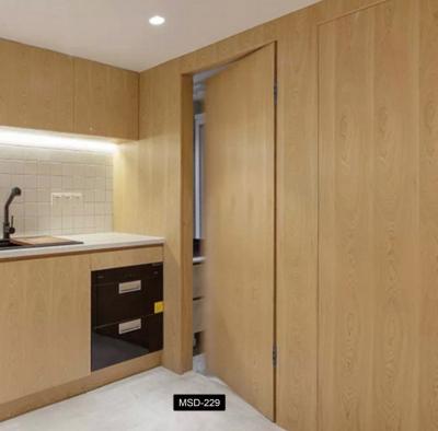 China Porta oculta personalizada sem enquadramento Minimalista Interior de madeira maciça Design de porta oculta à venda