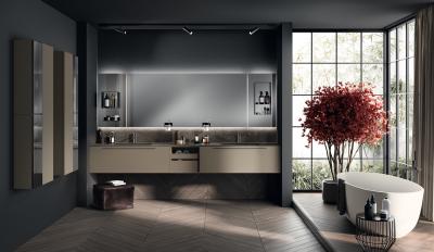 Китай Бежевый коричневый индивидуальный ванный Modern Double Sink Bathroom Cabinet продается