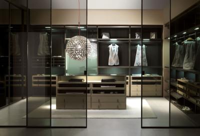 China Customized Walk-in Wardrobe with Island Cabinet Class Sliding Doors Tailored Closet for sale