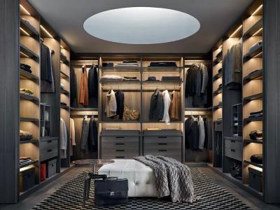 China Bespoke Modern Wood Veneer Wardrobe Custom Walk-in Closet with Storage Cabinet for sale