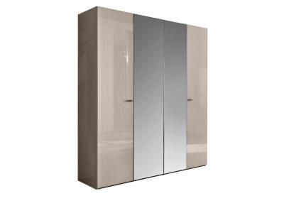 China Bespoke Lacquer Wardrobe Modern Light Pink Wardrobe With Mirror Doors for sale