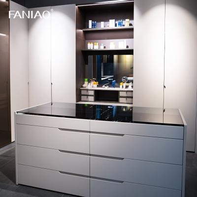 China Modern White Customized Wardrobe Closet With Mirror Vanity Table Jewelry Cabinet for sale