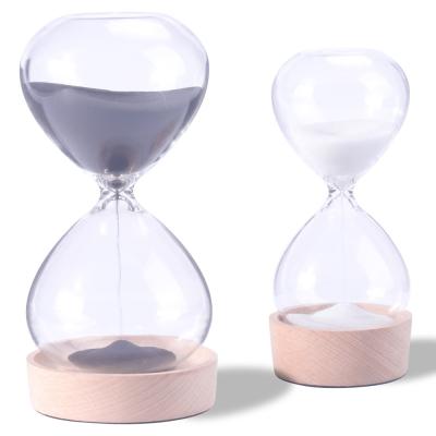 China Custom Decorative Sand Timer 60 Minute 30 Minute 50 Minute With Wood Base for sale