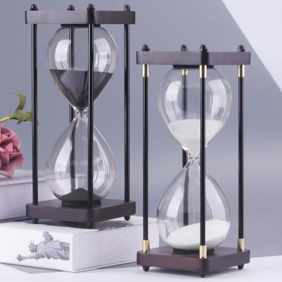 China Black 30 Minute Hourglass Sand Timer Custom Logo For Business Gift for sale