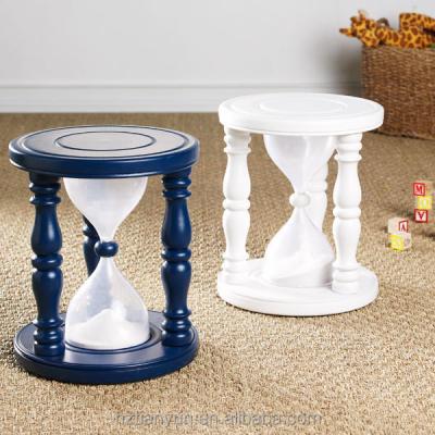 China 24 Hours Sand Clock Hourglass Sand Timer For Kid Wooden Stool for sale