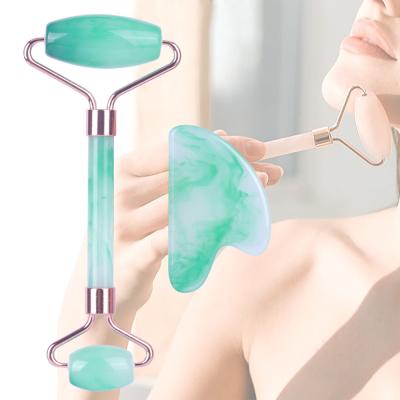 China Double Head Face Jade Roller 36g 18g Gua Sha Jade Roller Set Free Sample for sale