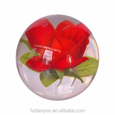 China Decoration Plastic Flower Paperweight Ball 100mm Logo Customized for sale