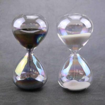 China Classic Glass Sand Timer Hourglass  Sand Clock Black And White for sale