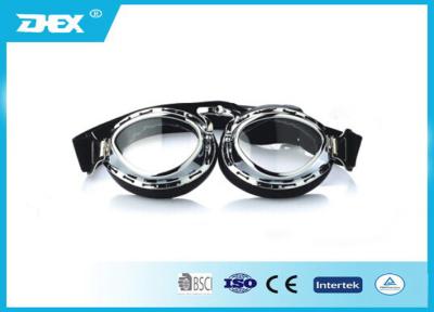 China Clear Lens Artificial Leather Motorcycle Goggles , Motorcross Glasses For Harley for sale