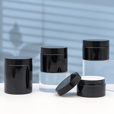 China 30 g Zwarte lege gezichtscrème container Plastic Mason potten met deksel Te koop