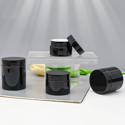 China Food Seal Black Plastic Jars 40ml Body Cream Spice Bulk Clear Hard Pill for sale