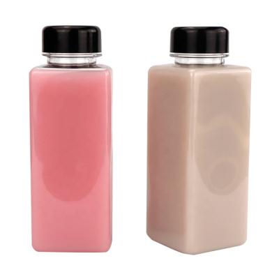 China Botellas cuadradas de plástico de 350 ml Botellas de jugo vacías transparentes de grado alimenticio en venta