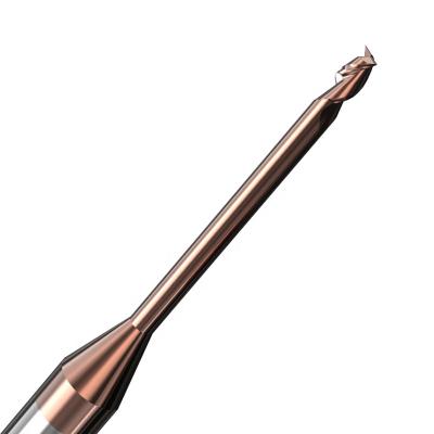 China Moinho de extremidade de aço 1.5mm do carboneto de 2 flautas da dureza alta Hrc65 quadrado à venda