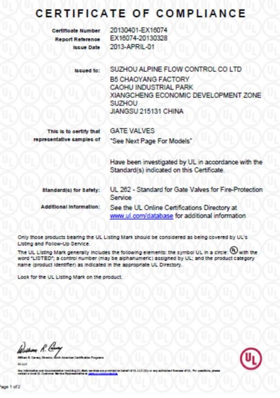 UL - Suzhou Alpine Flow Control Co., Ltd
