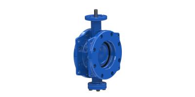 China Blue RAL5010 Double Eccentric Butterfly Valve Wore Gear Operated for sale