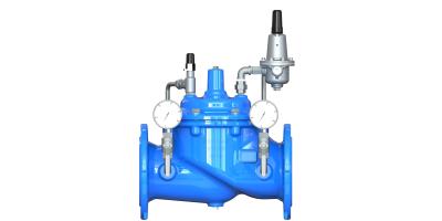 China Epoxy Coated Water Pressure Reducing Valve With SS304 Pilot And Pressure Gauge Kit for sale