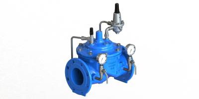 China Blue Diaphragm Water Pressure Flow Reducing Valve With Stainless Steel 304 Pilot for sale