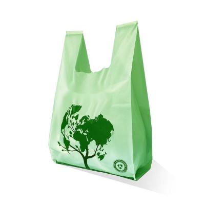 China Custom Logo Compostable Biodegradable Shopping Bag T Shirt 100micron for sale