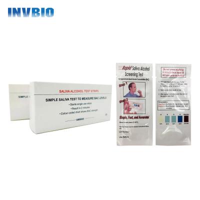 China Self Test 1 test/pouch Alcohol Saliva Test Strips Fast Respond for sale