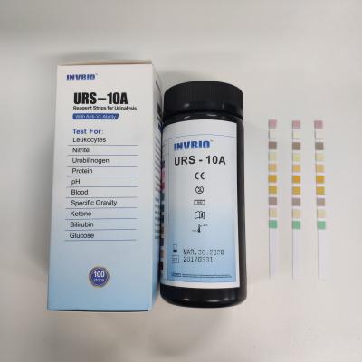 China Tiras de prueba de la urinálisis de la bilirrubina de la glucosa de la alta exactitud 3.00m m 10 parámetros en venta